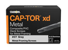 Cap-Tor xd Metal Composite/PVC Deck Screws for Metal Framing product packaging.  350pc box. Color is 3#37 Gray