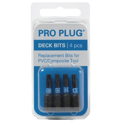 Replacement Deck Bits for Pro Plug Tool for PVC, 4 Pieces