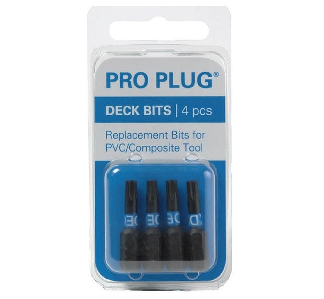 Replacement Deck Bits for Pro Plug Tool for PVC, 4 Pieces