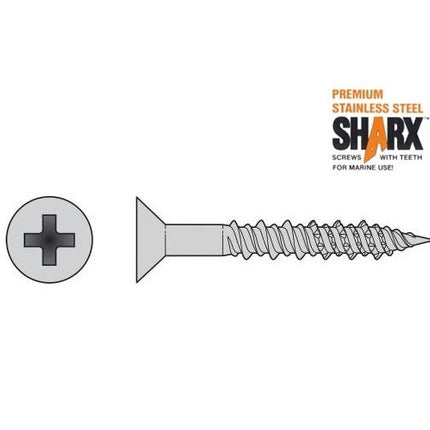 Flat Head Sharx Marine Screw, 316 Stainless Steel; Installation of rope hook on a boat using 316 stainless steel Sharx Screw