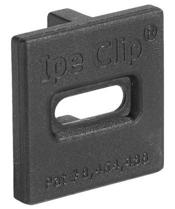 Ipe Clip Extreme S, Black Clip, Front View; Ipe Clip Extreme S, Black Cip, Back View, creates 5/32" spacing