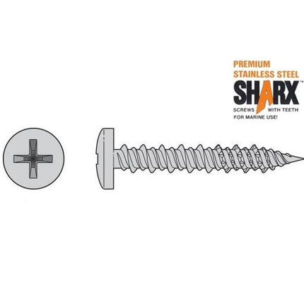Pan Head Sharx Marine Screw, 316 Stainless Steel
