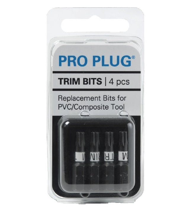 Replacement Trim Bits for Pro Plug Tool for PVC, 4 Pieces