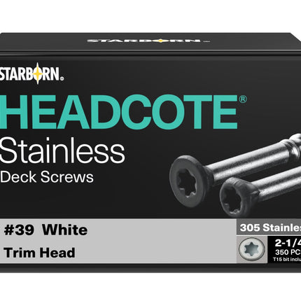 Headcote Stainless Deck Screws, 7 x 2-1/4" 350pcs